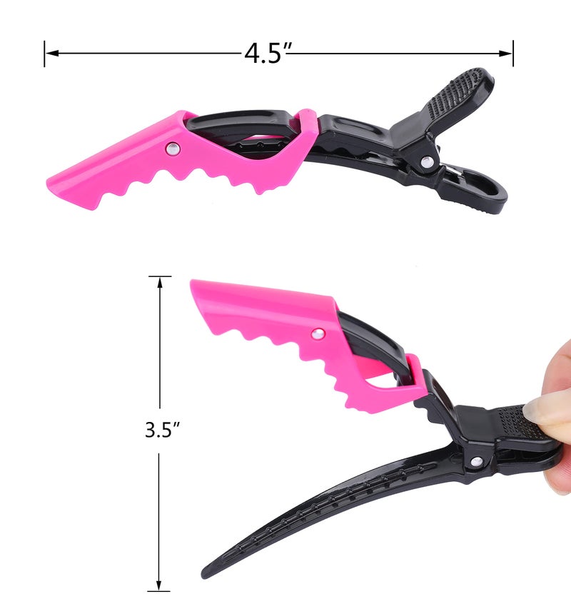 HH&LL Hair Clips for Women - Wide Teeth & Double-Hinged Design Alligator Styling Sectioning Clips of Professional Hair Salon Quality 10Pack (Rose Red) - Image 3